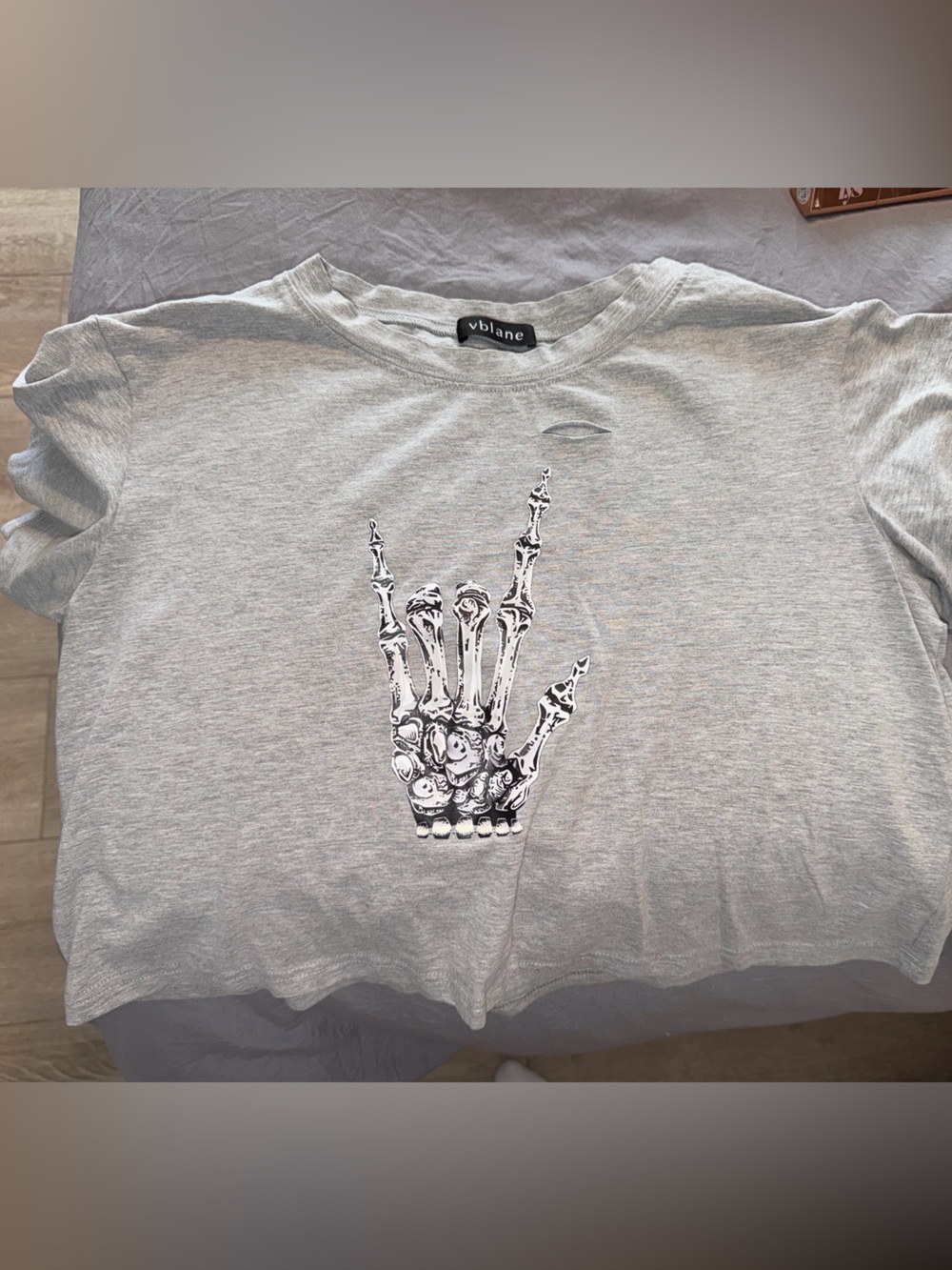 Light Gray Skeleton Hand Graphic Tee
